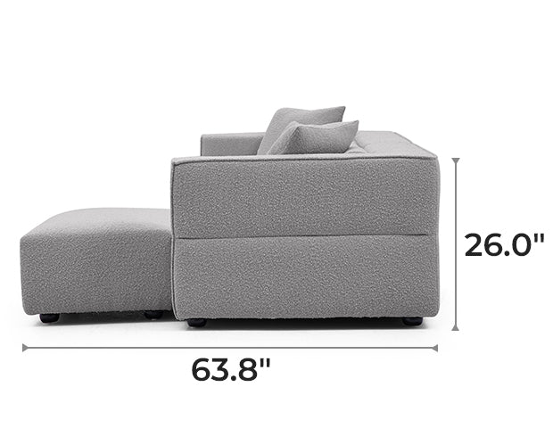 Nordic Modern Gray Sofa with Ottoman
