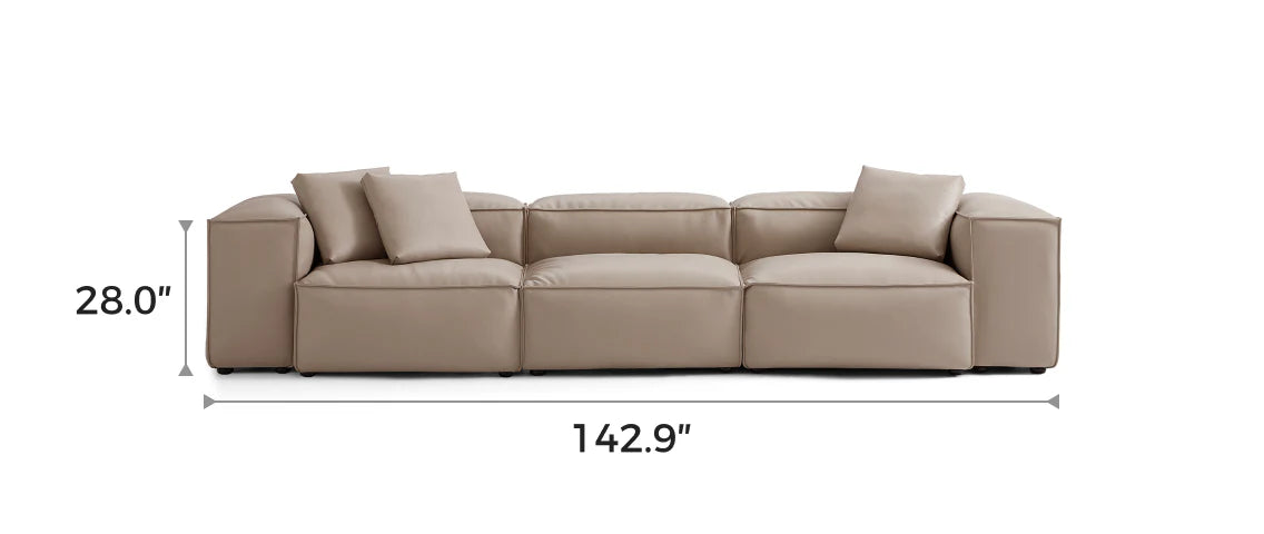 Cube Modular Khaki Genuine Leather Sofa