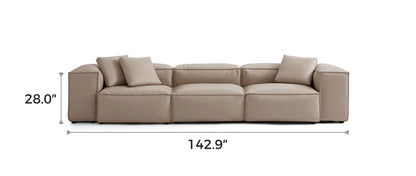 Cube Modular Khaki Genuine Leather Sofa