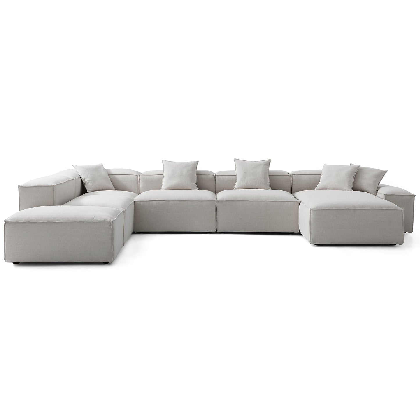 Freedom Modular Gray Open End Sectional Sofa-Gray-177.2"-Low