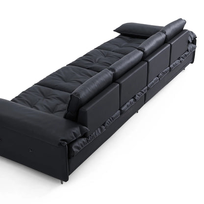 Lewis Adjustable Backrest Ultra-Wide Leather Sofa