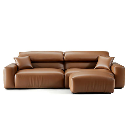 Chestnut Brown Leather Sofa and Ottoman