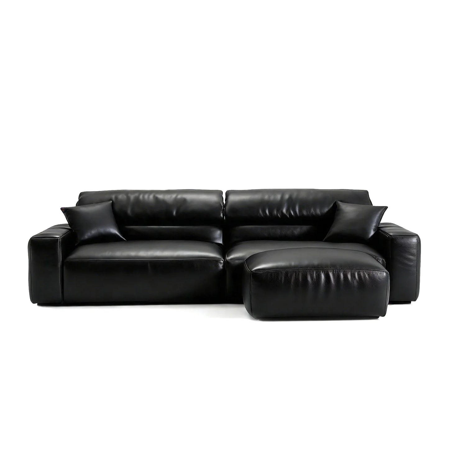 Chestnut Brown Leather Sofa and Ottoman