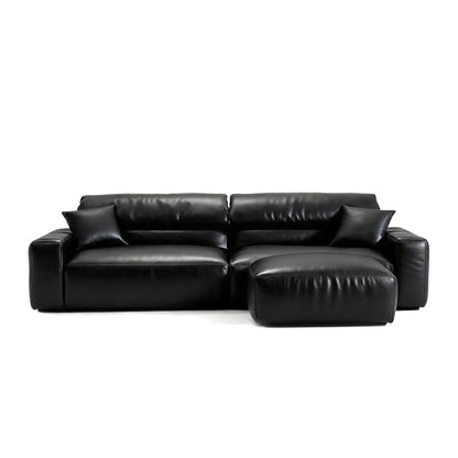 Chestnut Brown Leather Sofa and Ottoman