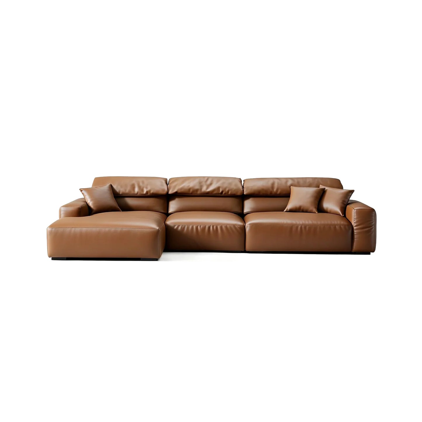 Chestnut Brown Leather Sectional