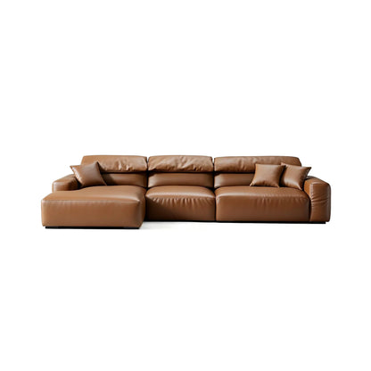 Chestnut Brown Leather Sectional