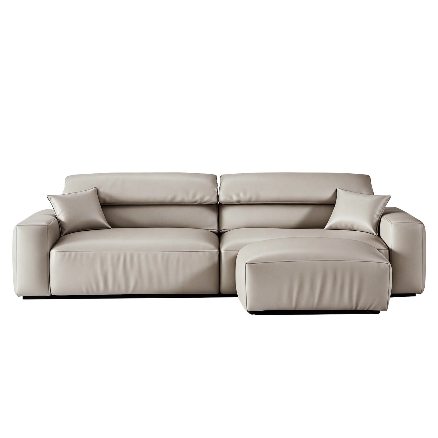 Chestnut Brown Leather Sofa and Ottoman