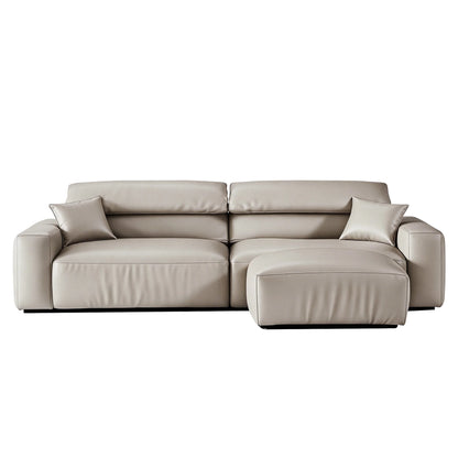 Chestnut Brown Leather Sofa and Ottoman