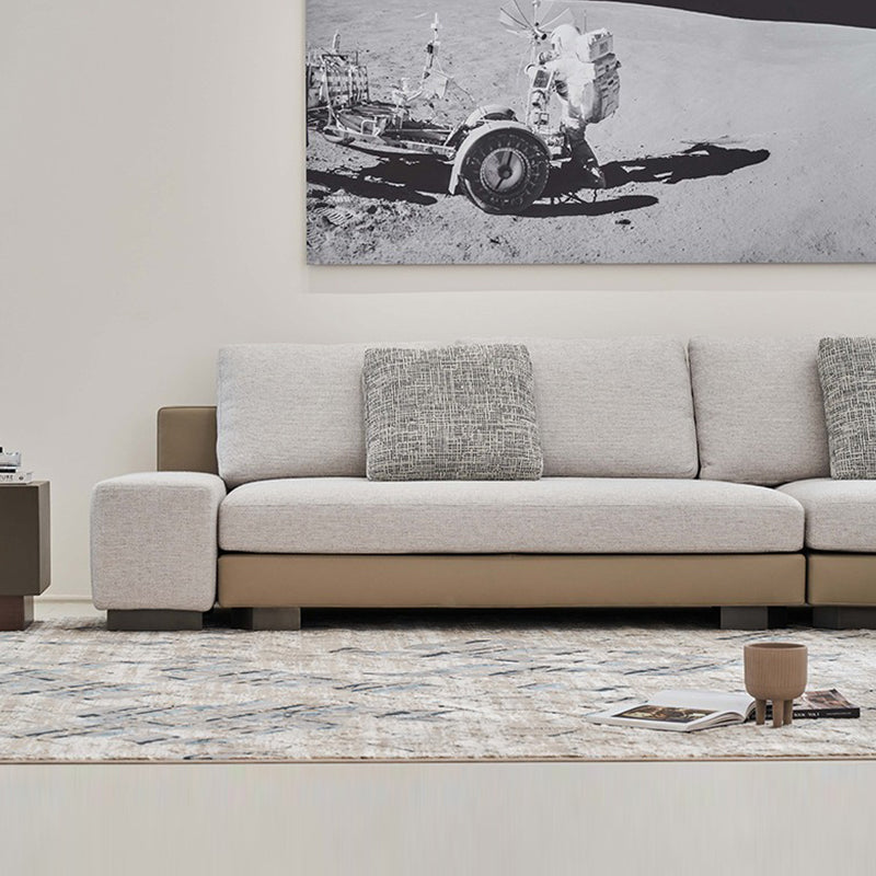 Arles Curved Gray Fabric Sectional-Gray