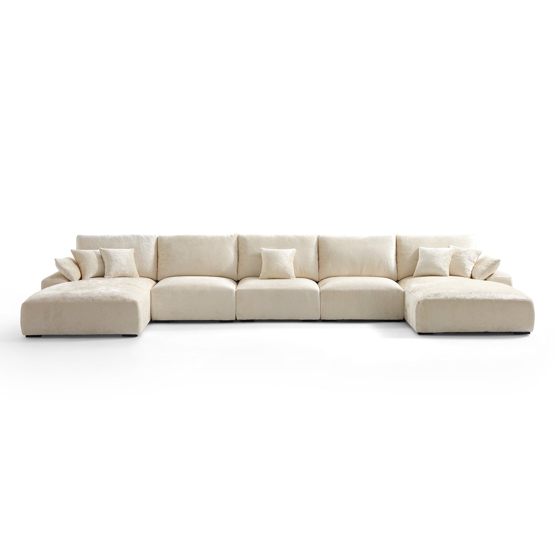 The Empress Gray U Shaped Sectional Sofa-Beige-196.9″
