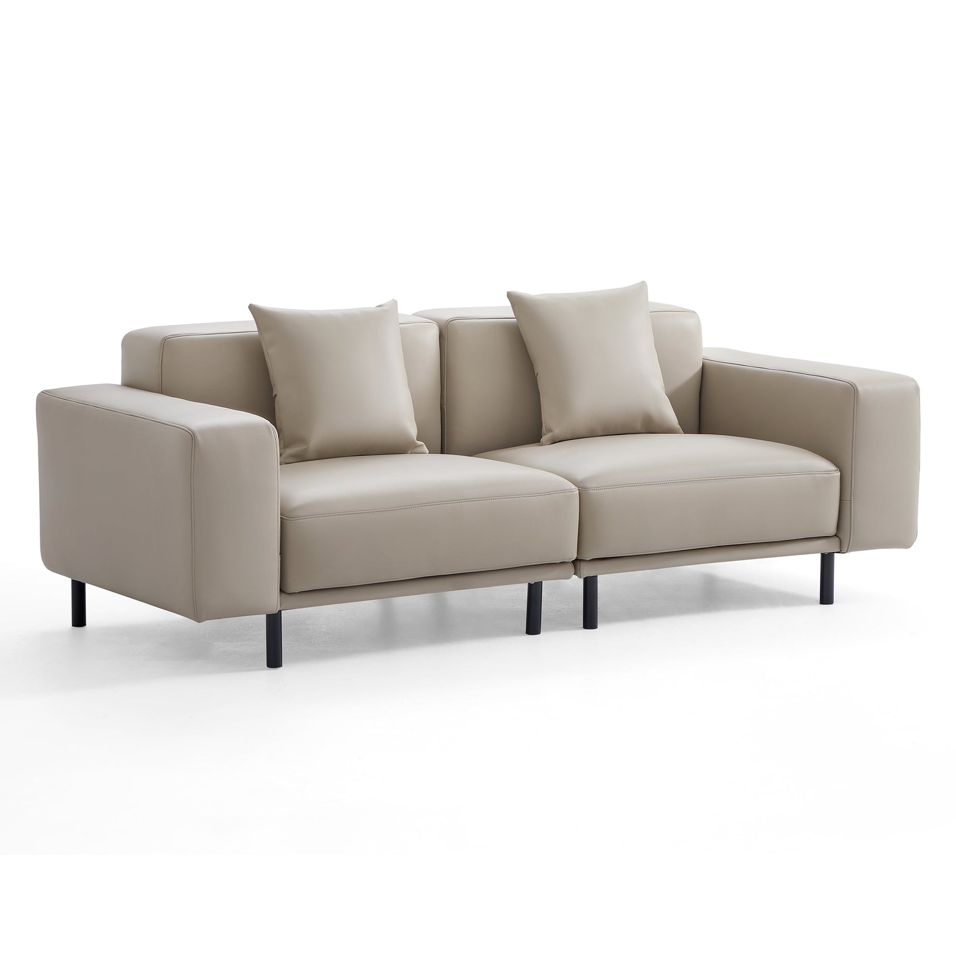 Noble Dark Gray Leather Sofa-Beige-87.4″