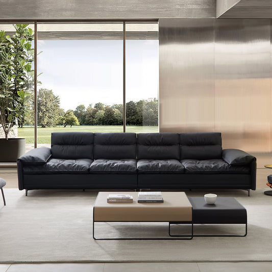 Lewis Black Leather Sailboat Sofa-Black
