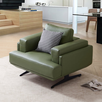 Olivia Green Top Grain Genuine Leather Sofa Set-Green