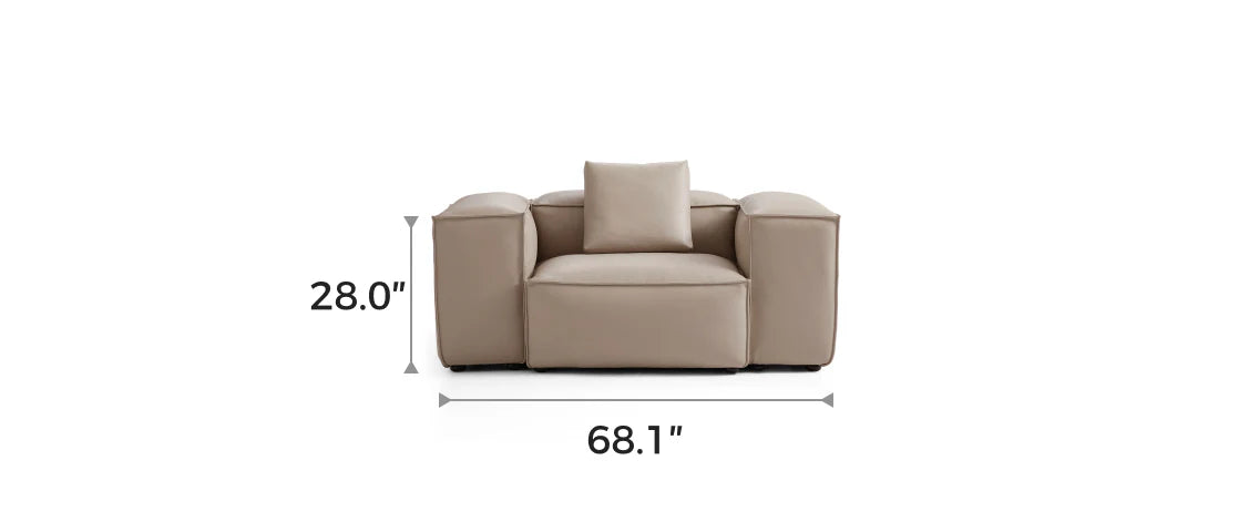 Cube Modular Khaki Genuine Leather Armchair