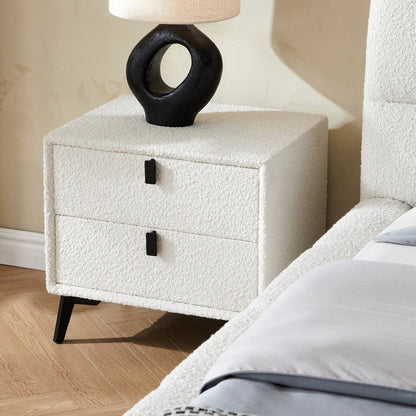 Cushy Boucle Fabric Nightstand-19.7"