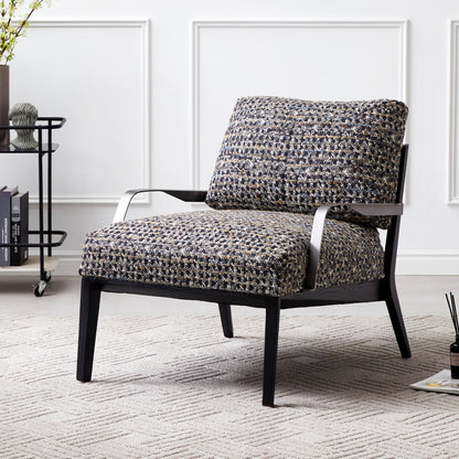 Charcoal Gary Flax Linen Minimalist Leisure Chair-Black
