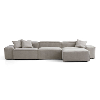 Freedom Modular New Gray Sofa with Ottoman-Sand-143.7"-Low