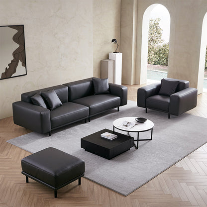 Noble Dark Gray Leather Sofa And Ottoman-Dark Gray