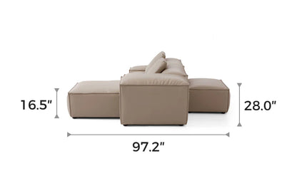Cube Modular Khaki Genuine Leather Double-Sided Sectional