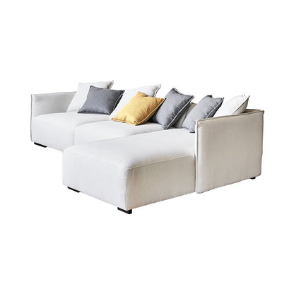 Serene Beige Fabric Sectional-Beige-118.1"-Facing Right