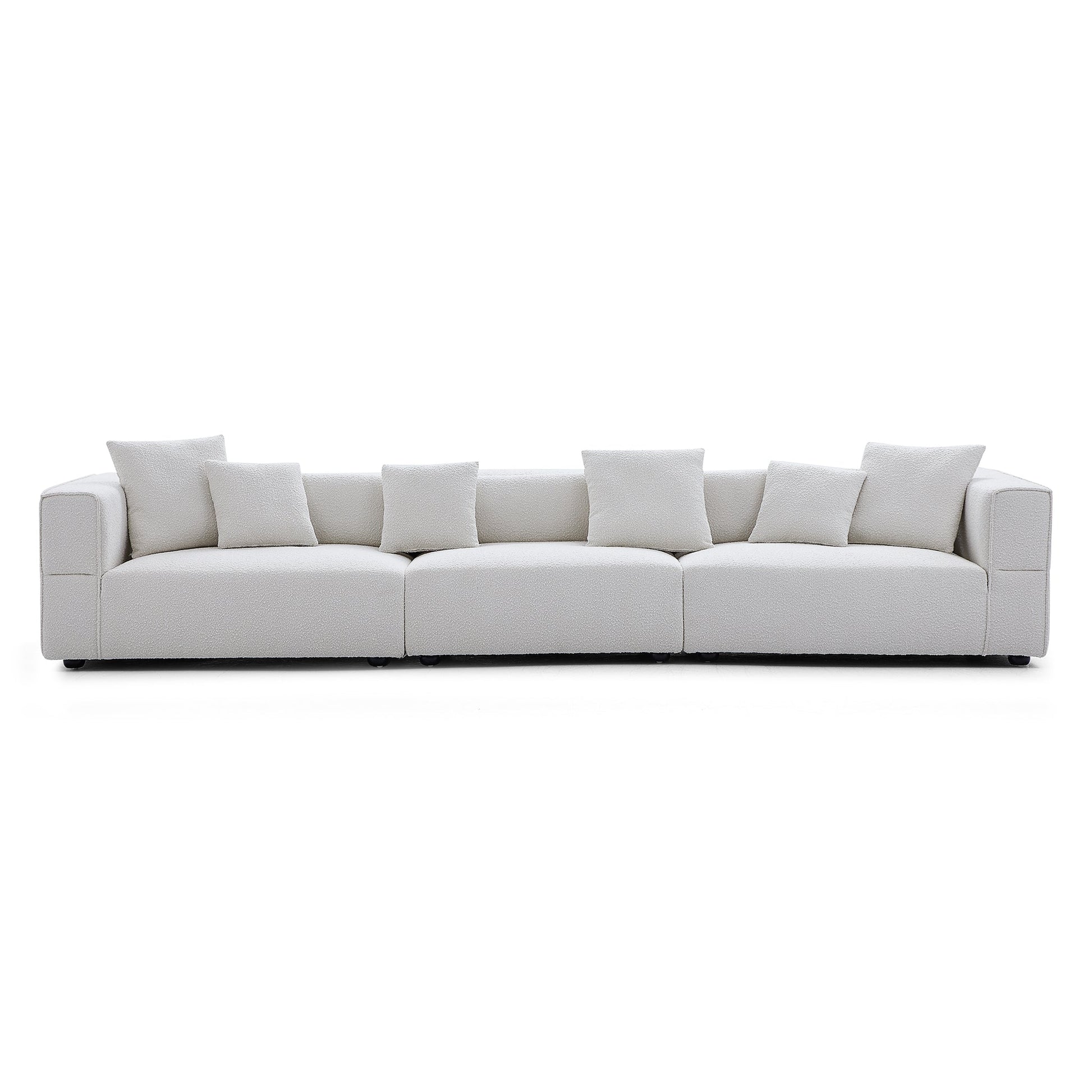 Nordic Modern Creamy Sofa-White-6 Seater 143.7"