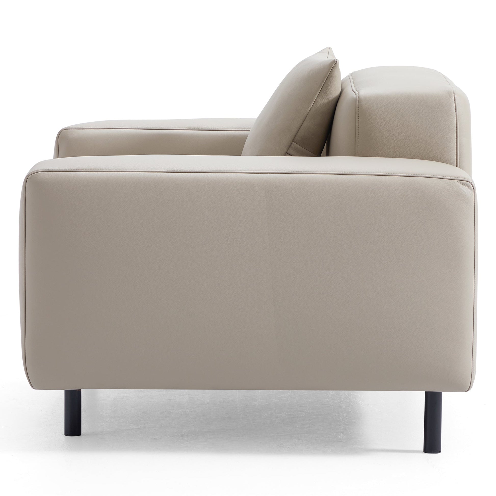 Noble Dark Gray Leather Armchair-Beige