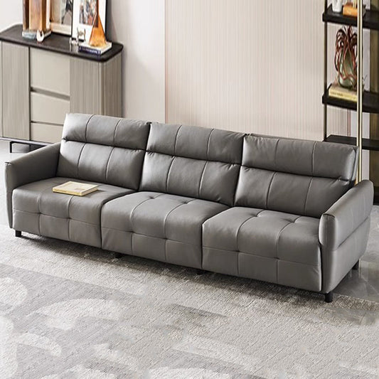 Lattice Charcoal Gray Leathaire Modular Recliner Sofa-Light Gray