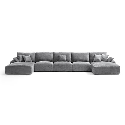The Empress Gray U Shaped Sectional Sofa-Gray-196.9"