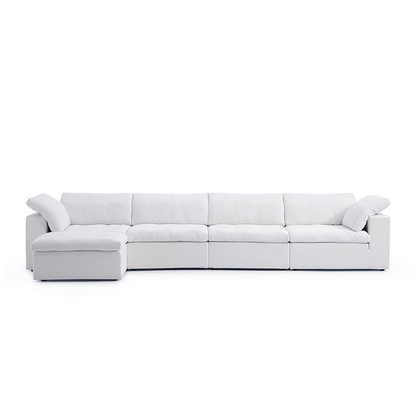 Tender Wabi Sabi Beige Sofa and Regular Ottoman-White