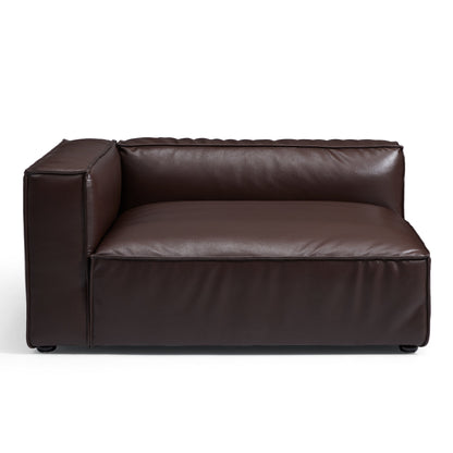 Luxury Minimalist Dark Brown Leather U Shaped Sectional-Dark Brown