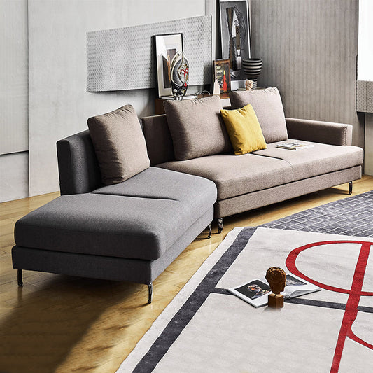 Peanut Dual Tone Curved Sectional-Gray & Brown