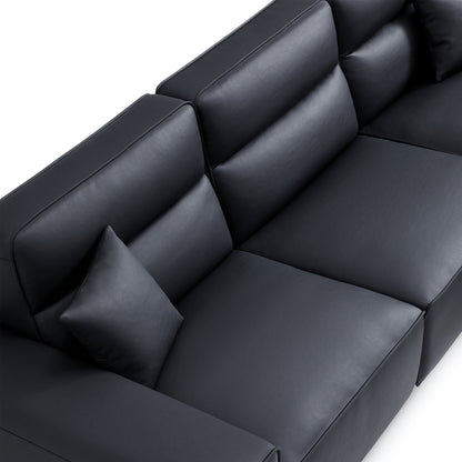 Domus High Back Modular Leather Sofa-Black