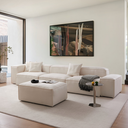 Canapé modulable Freedom beige avec pouf