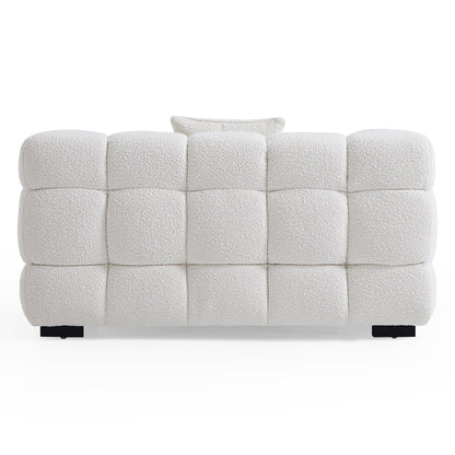 Cushy Cream Boucle Fabric Tufted Sofa Set-White
