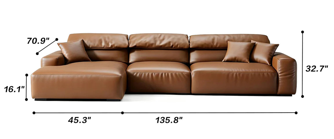 Chestnut Brown Leather Sectional