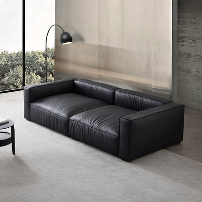 Luxury Minimalist Black Leather Daybed Sofa-Black