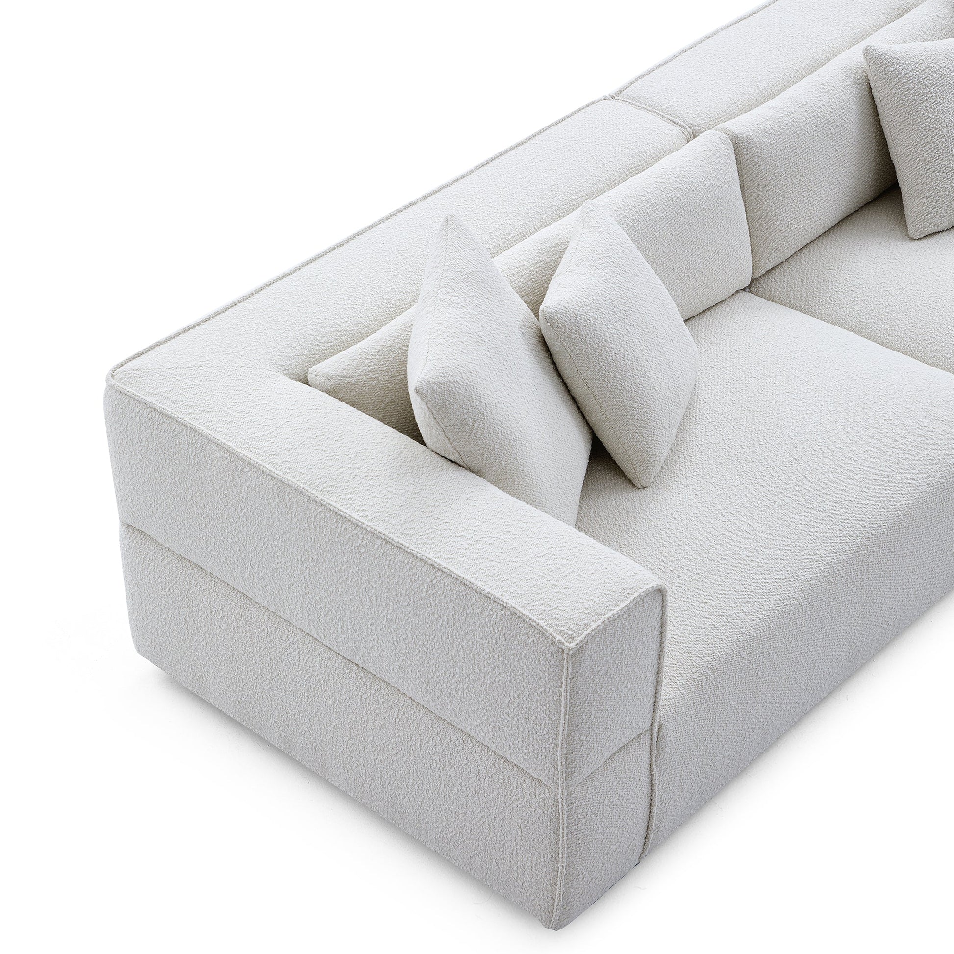 Nordic Modern Gray Sofa with Ottoman-White