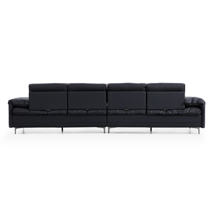 Lewis Black Leather Sailboat Sofa-Black