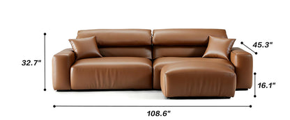 Chestnut Brown Leather Sofa and Ottoman