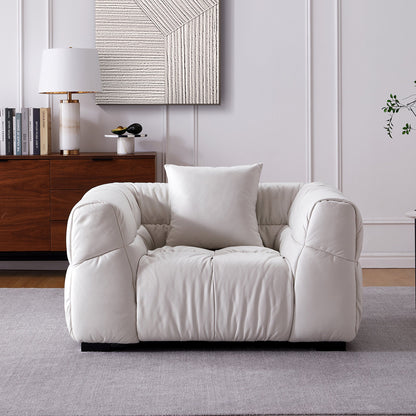 Boba Cream Leathaire Armchair-White
