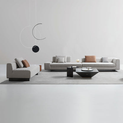 Brandy Channel Tufting Sectional with Coffee Table-Gray
