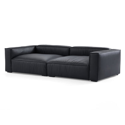 Luxury Minimalist Black Leather Daybed Sofa-Black-111.8"