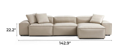 Cube Modular Beige Genuine Leather Sectional