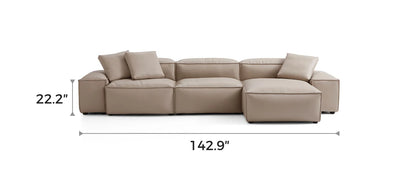 Cube Modular Khaki Genuine Leather Double-Sided Sectional