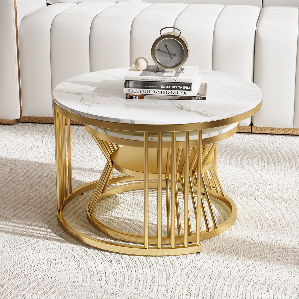Eden Common Modern Round Nesting 2 Tier Coffee Table