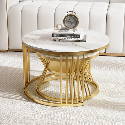 Eden Common Modern Round Nesting 2 Tier Coffee Table