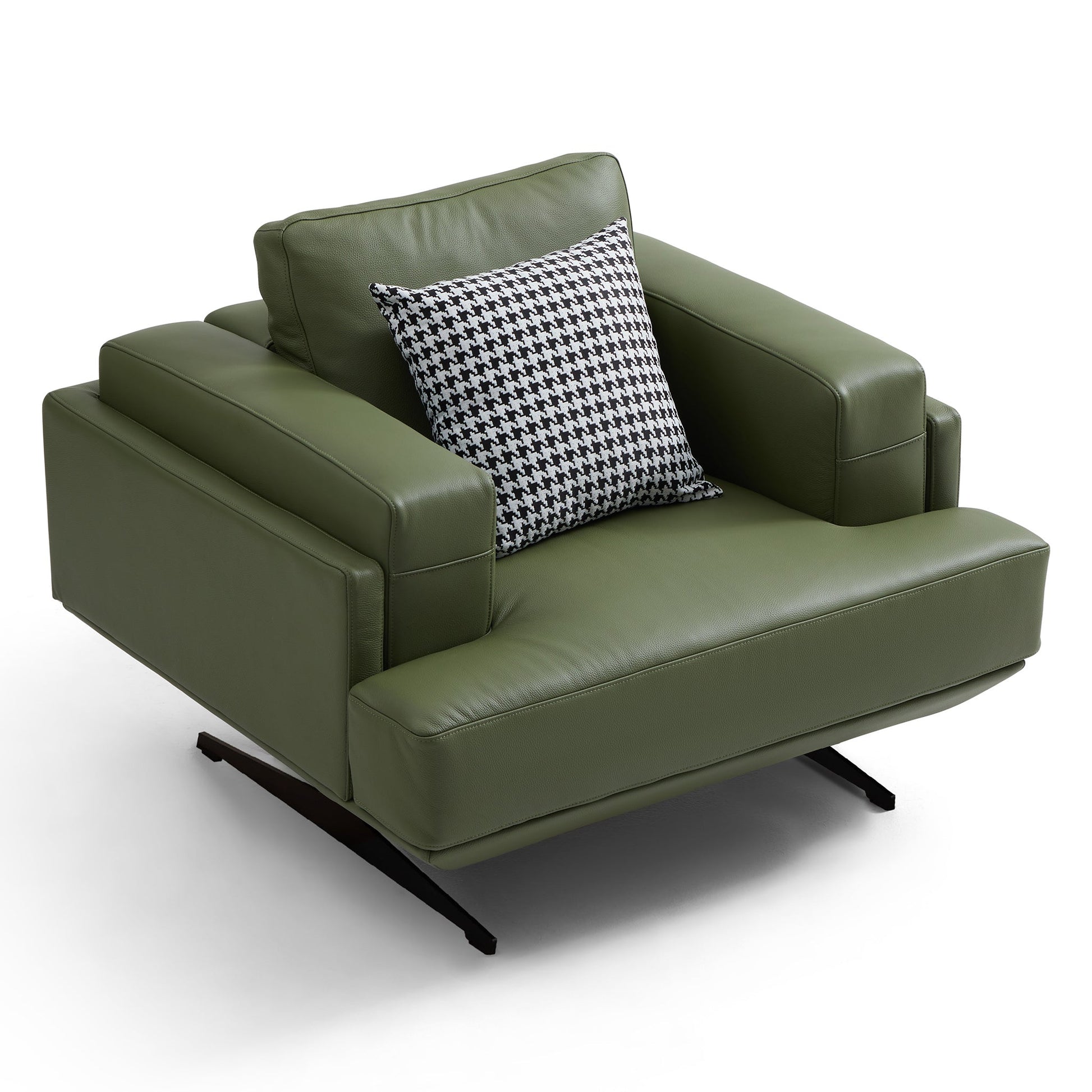 Olivia Green Top Grain Genuine Leather Armchair-Green
