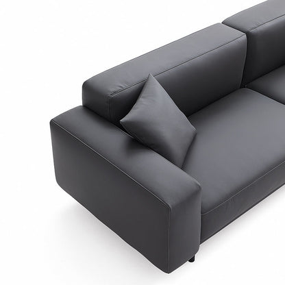 Noble Dark Gray Leather Sofa Set and Ottoman-Dark Gray