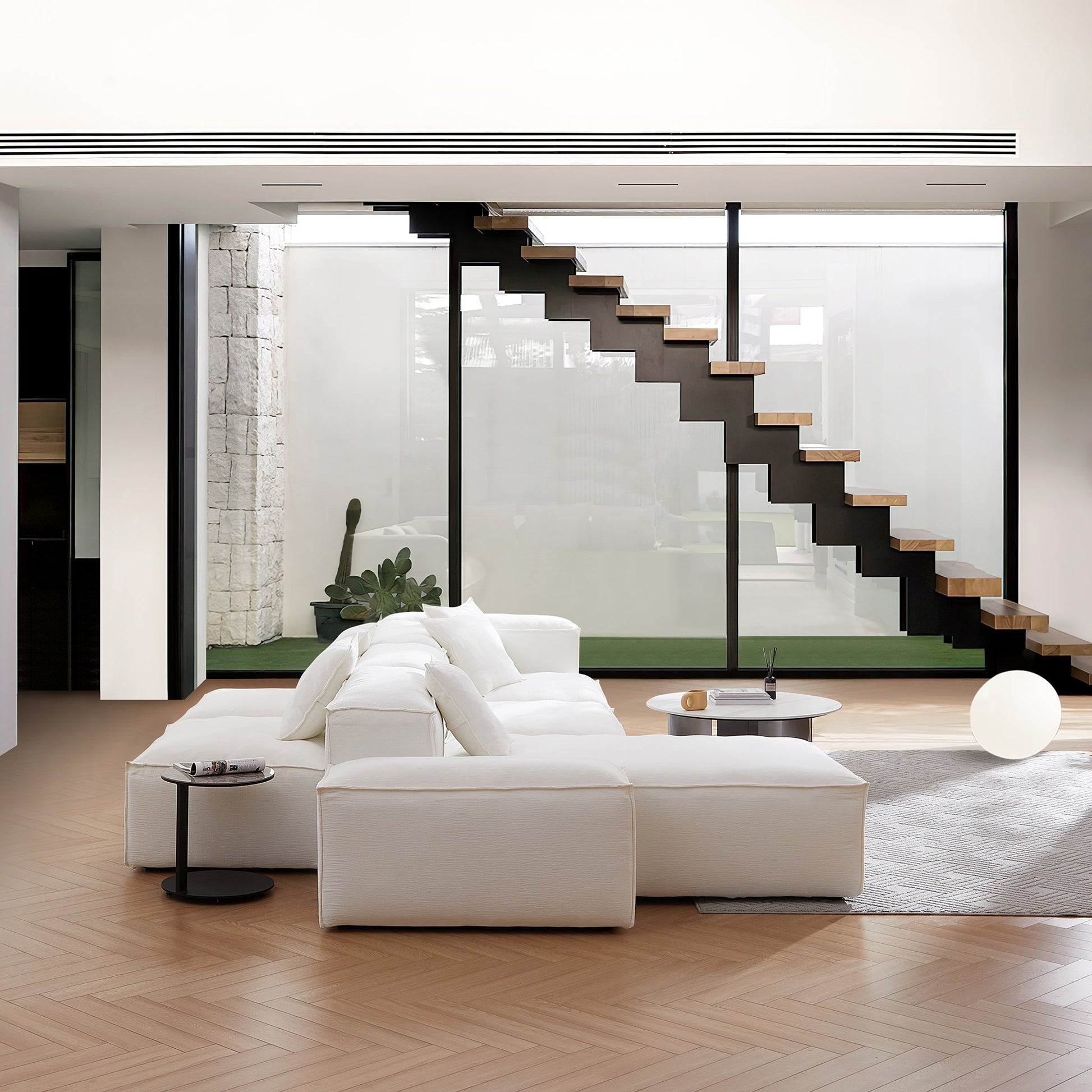 Freedom Modular White Double Sided Sectional Sofa-White