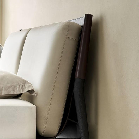 Truffle Cream Leather Bed-Beige